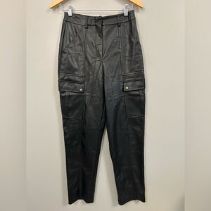 Jason Wu Black Vegan Leather Y2K Pants Size 2 Cargo